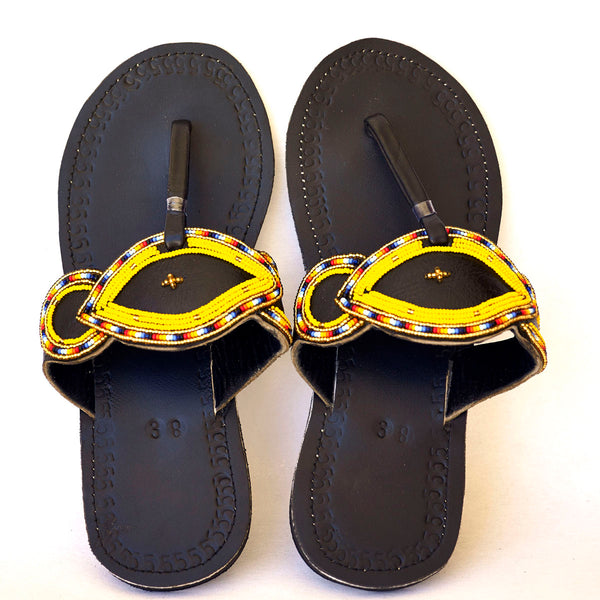 Masai Leather African beads sandals for women